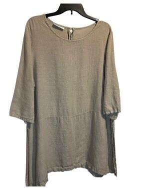 Lightweight Taupe Bryn Walker Linen Tunic Top - Casual Women’s Top